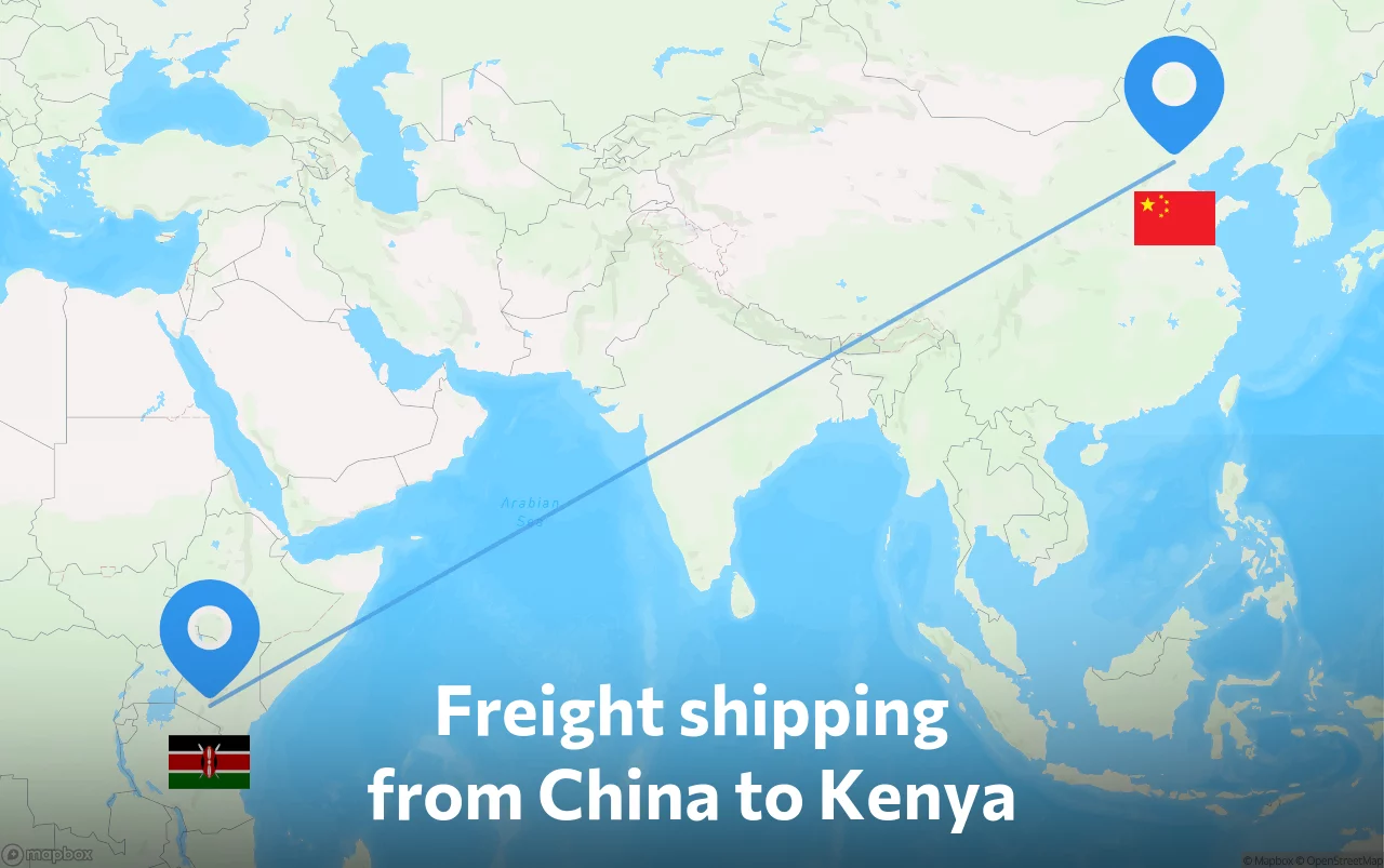 Shipping route from China to Kenya