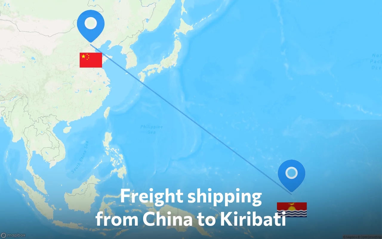 Shipping route from China to Kiribati