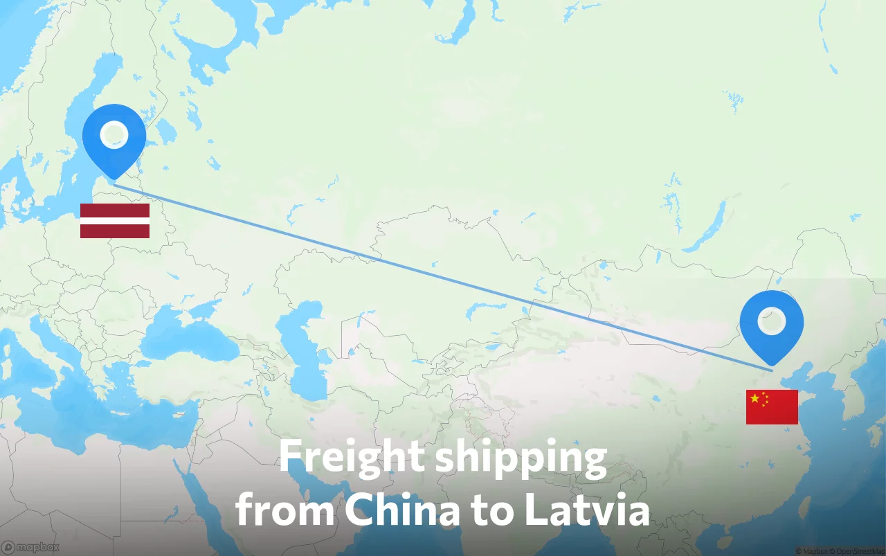 Shipping route from China to Latvia