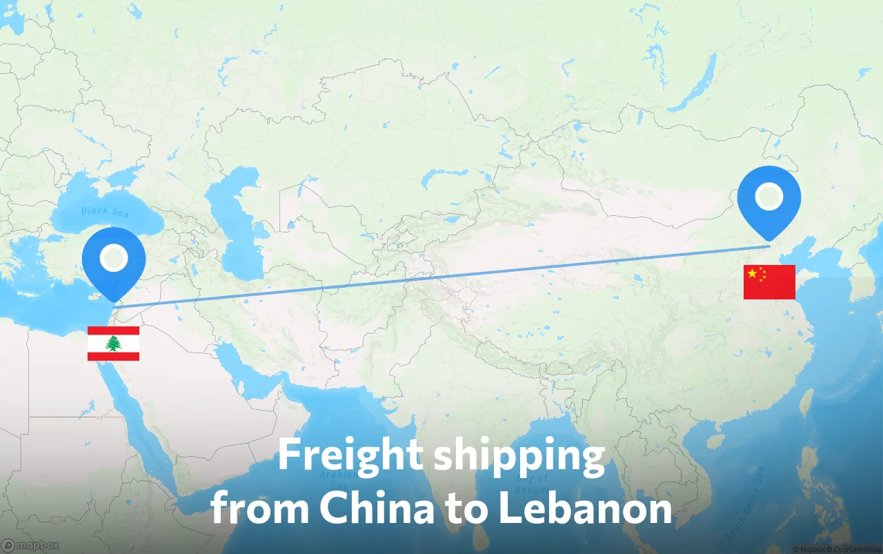 Shipping route from China to Lebanon