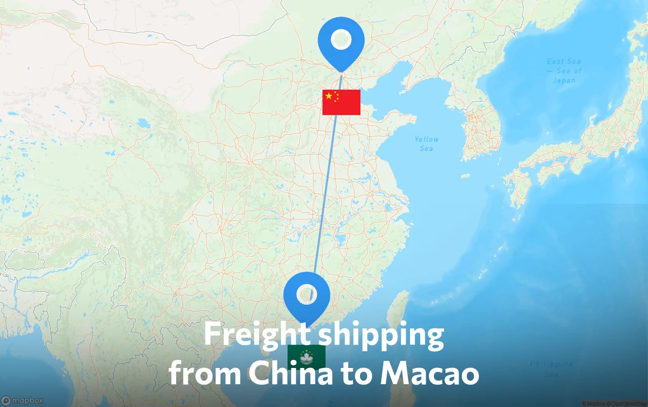 Shipping route from China to Macao