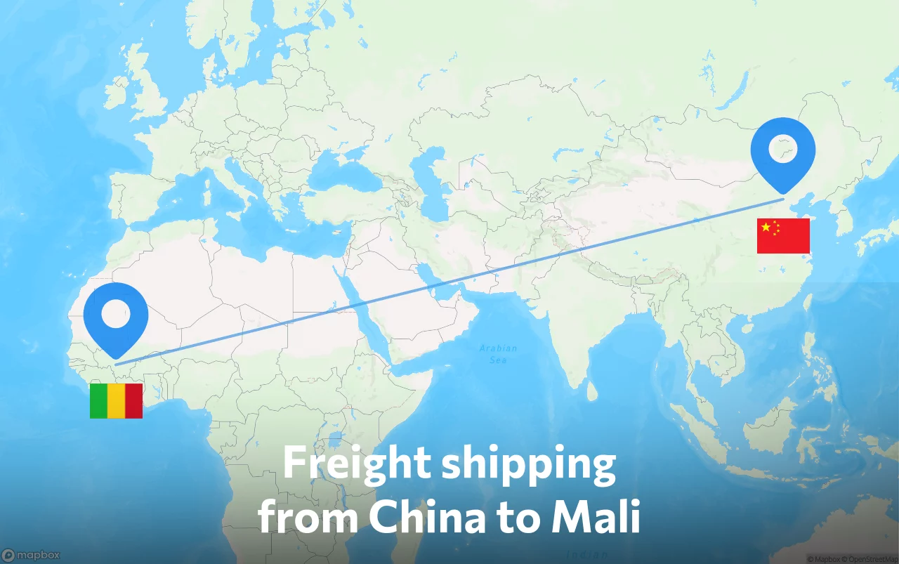 Shipping route from China to Mali