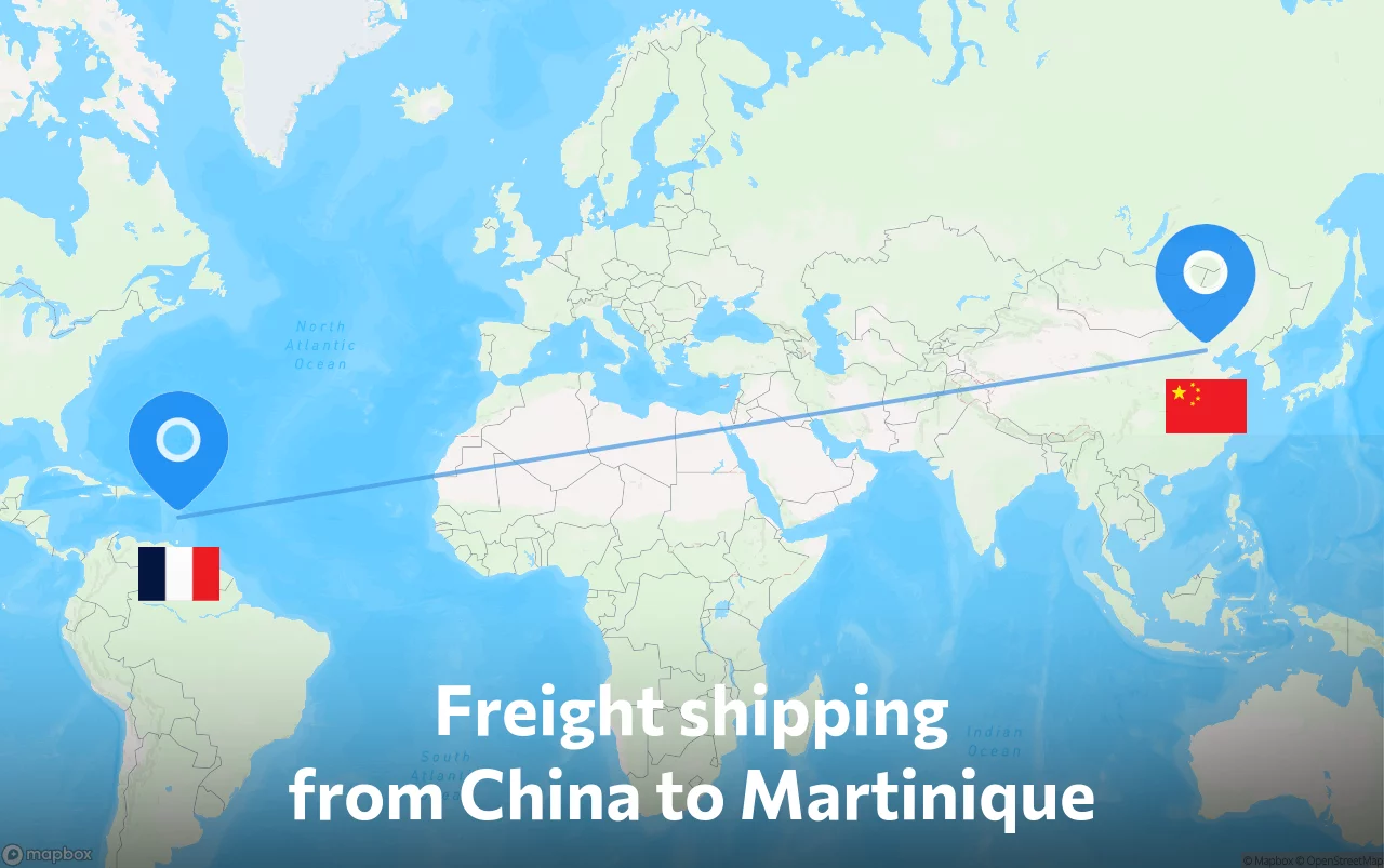 Shipping route from China to Martinique