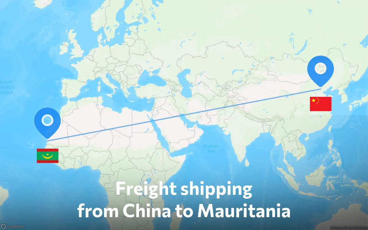 Shipping route from China to Mauritania