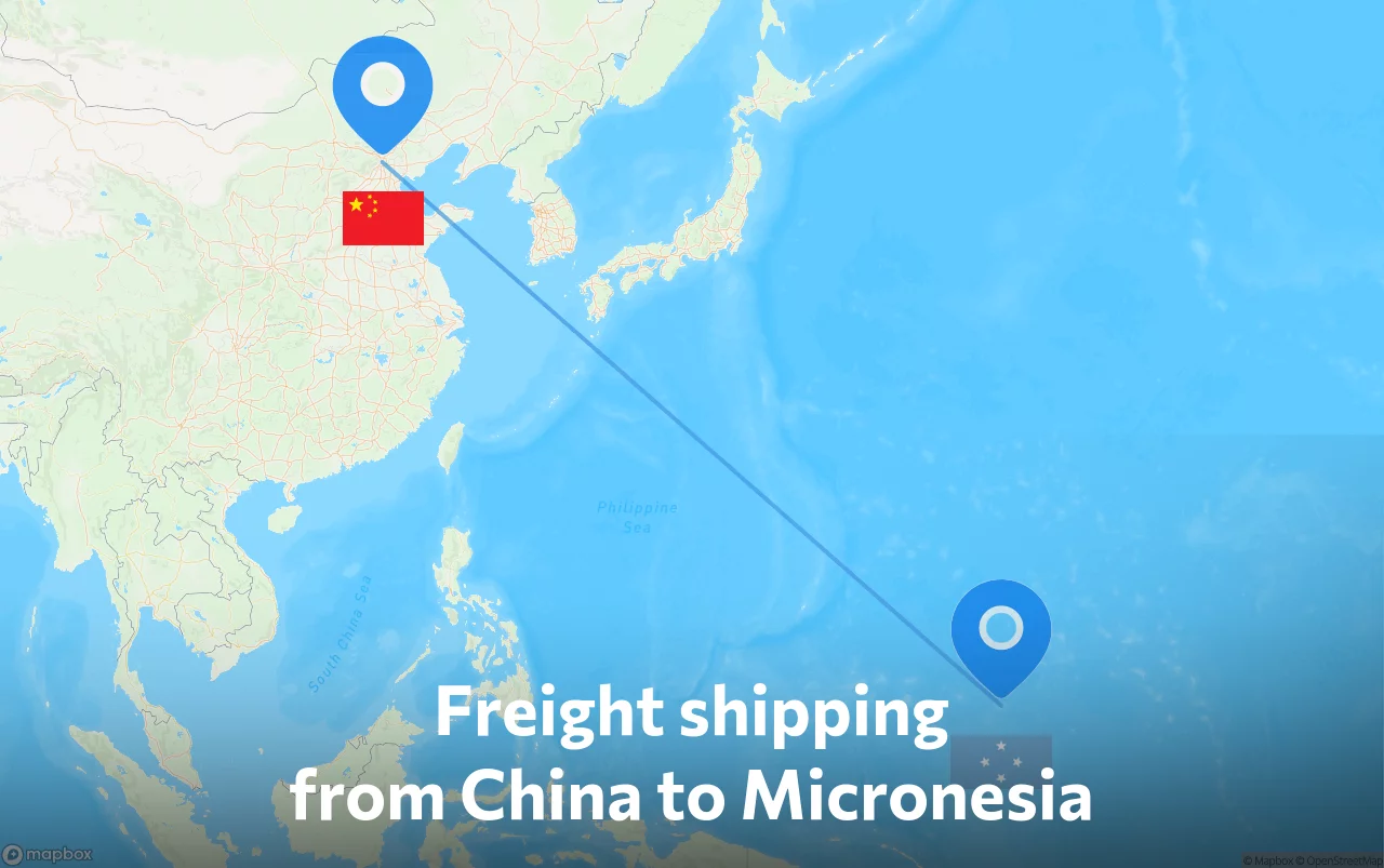 Shipping route from China to Micronesia