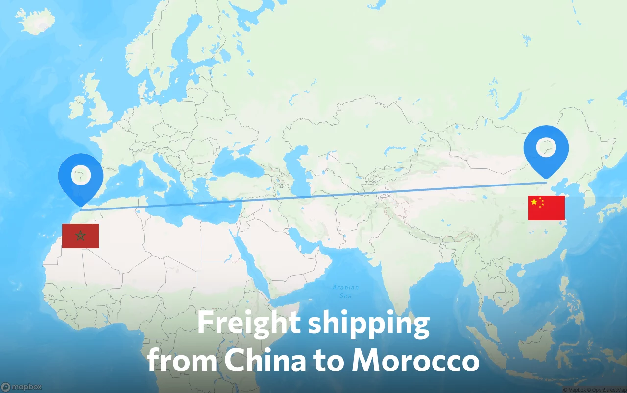 Shipping route from China to Morocco