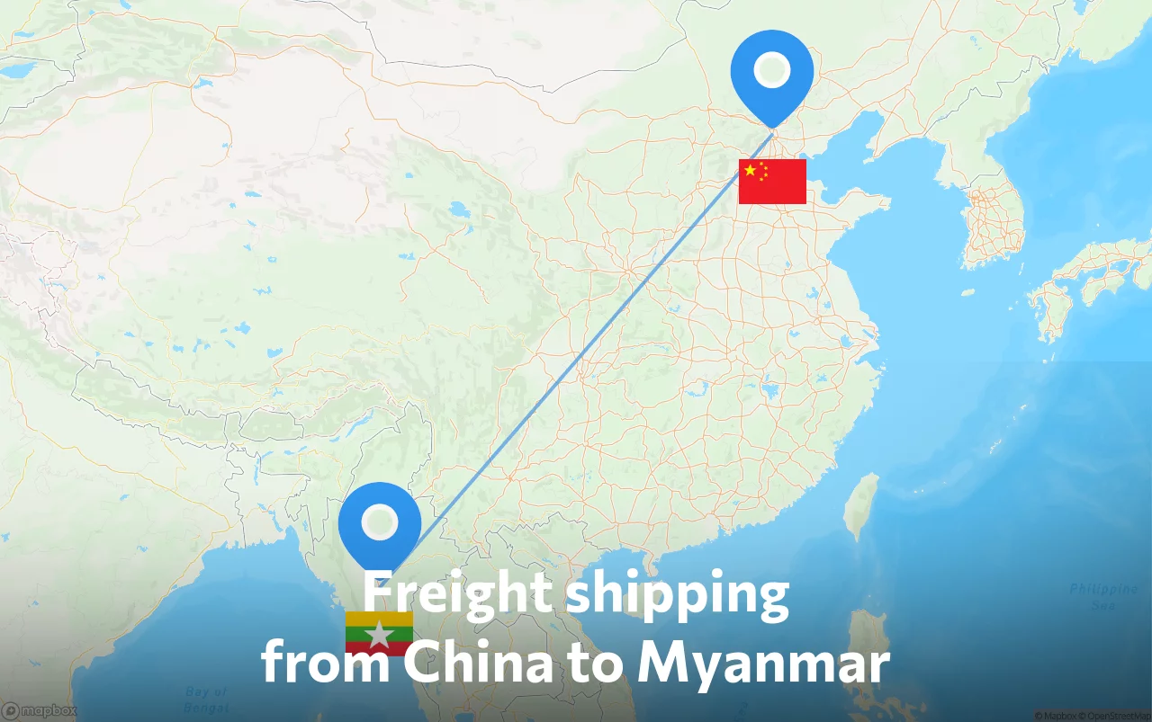 Shipping route from China to Myanmar