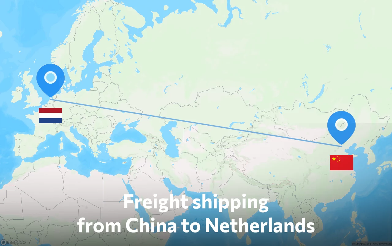 Shipping route from China to Netherlands