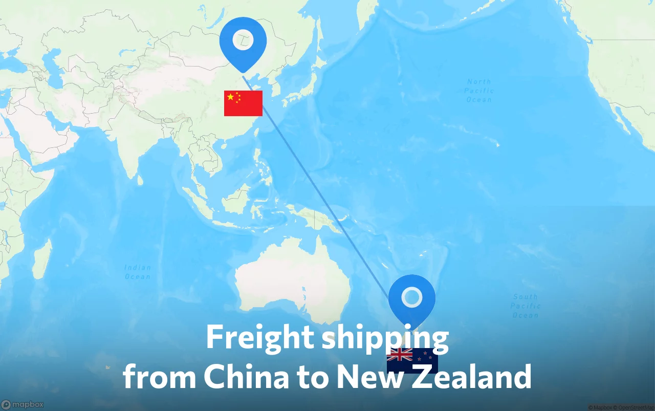 Shipping route from China to New Zealand