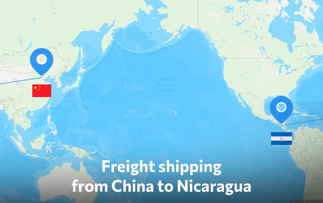 Shipping route from China to Nicaragua