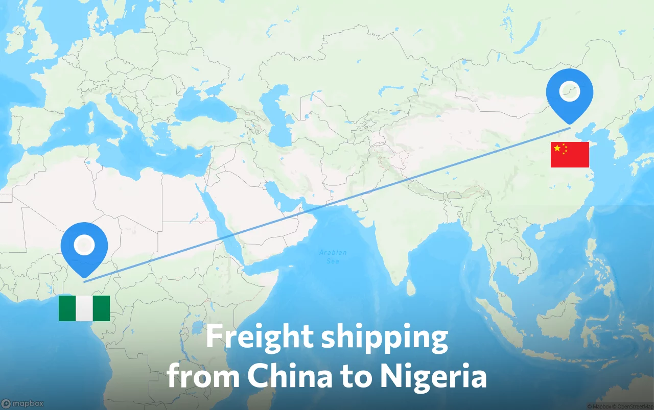 Shipping route from China to Nigeria