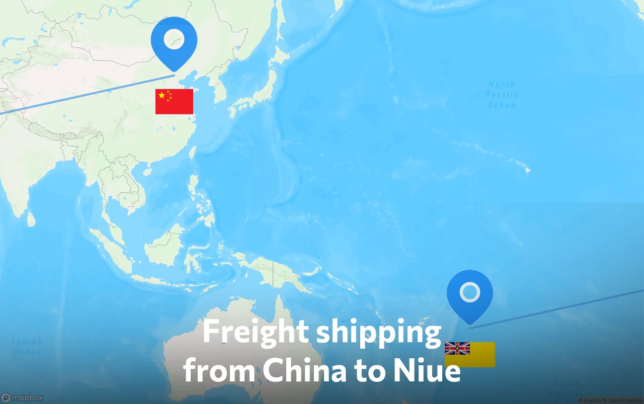 Shipping route from China to Niue
