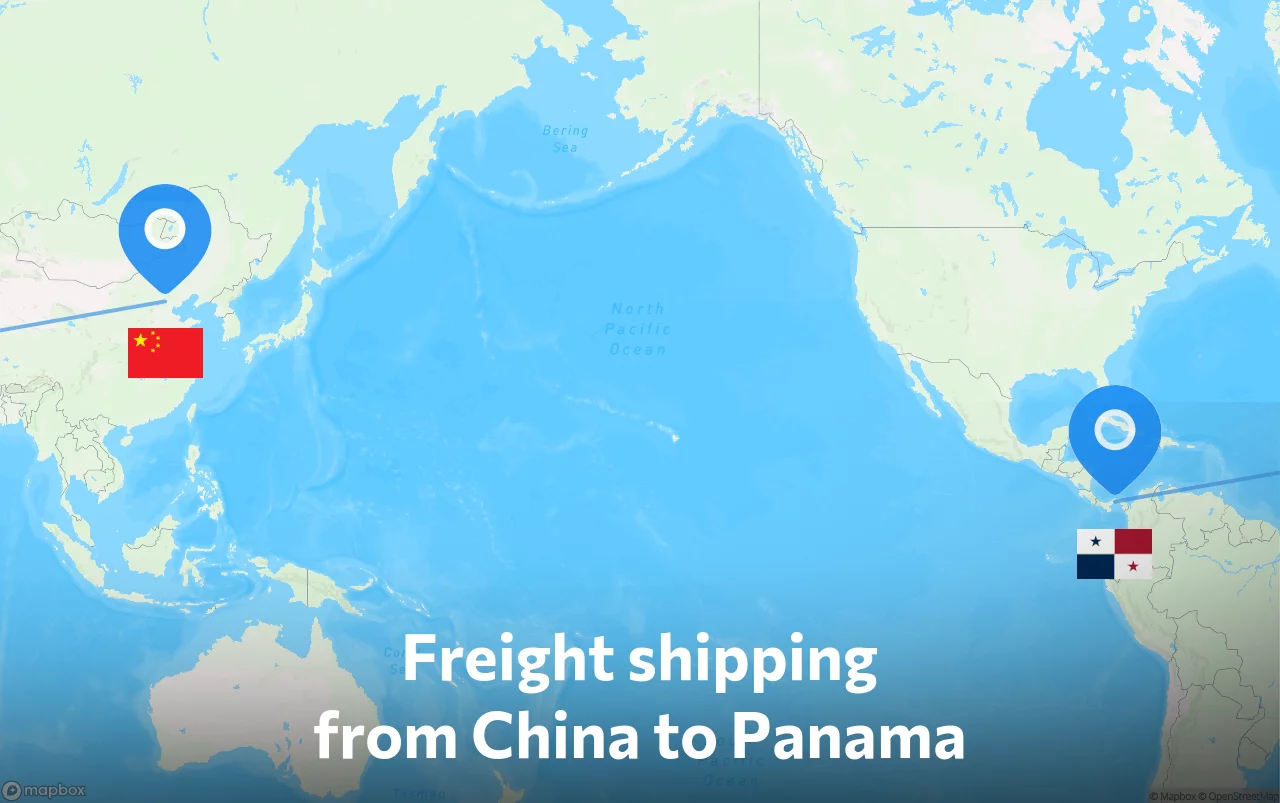 Shipping route from China to Panama