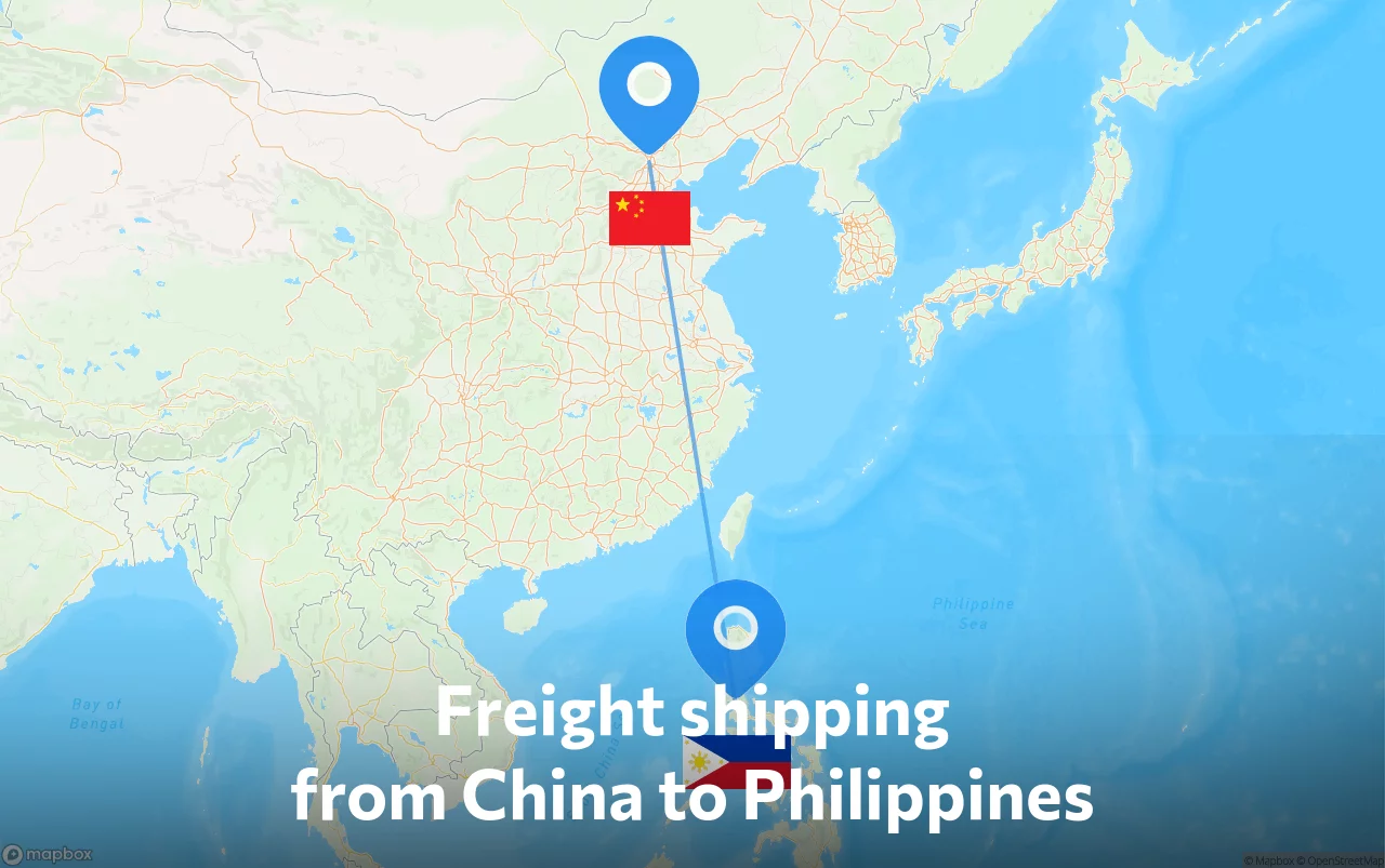 Shipping route from China to Philippines