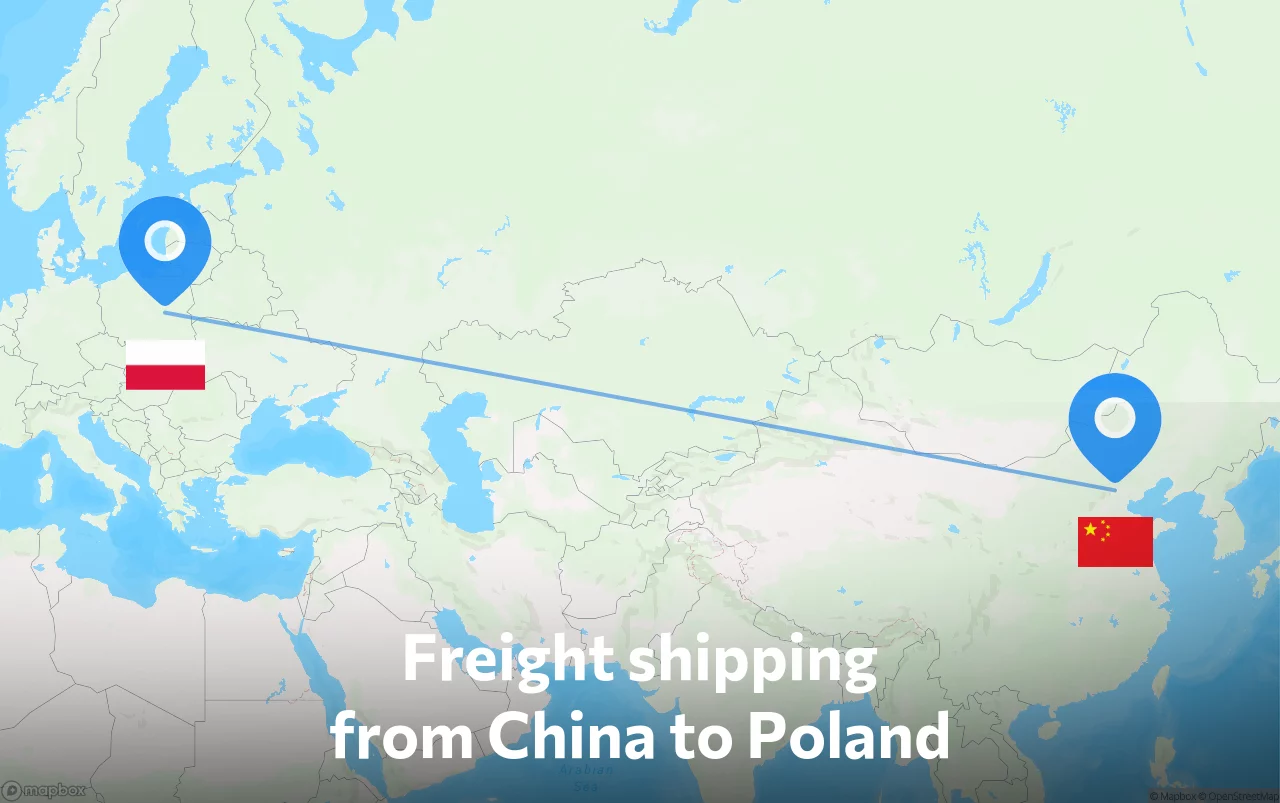 Shipping route from China to Poland