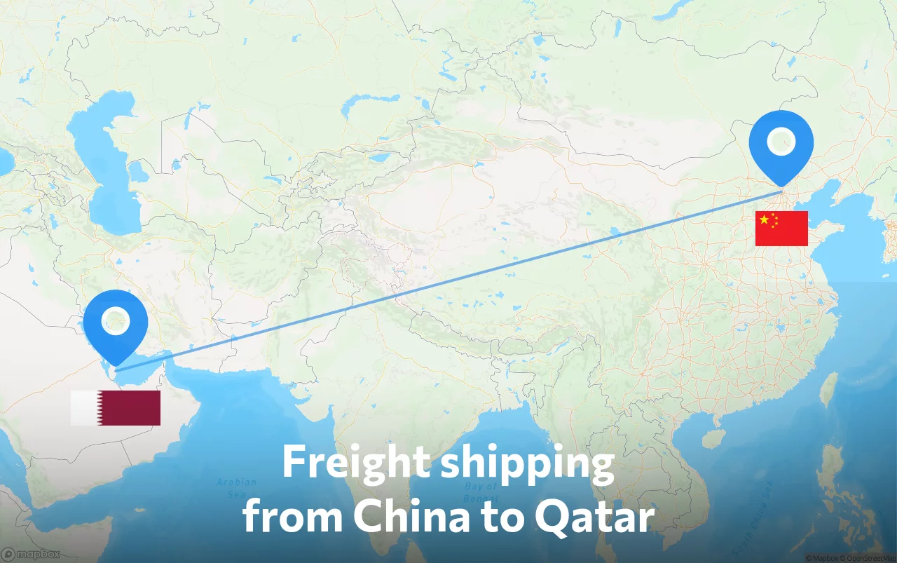 Shipping route from China to Qatar