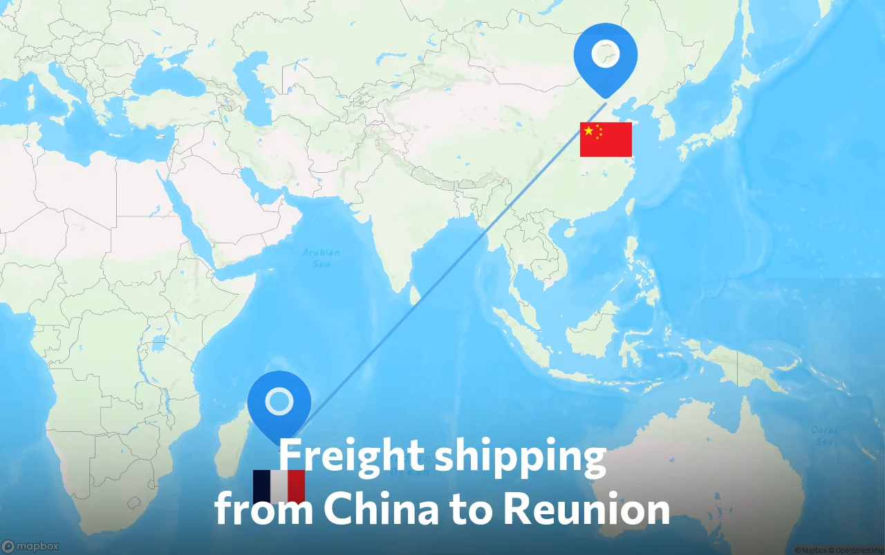 Shipping route from China to Reunion