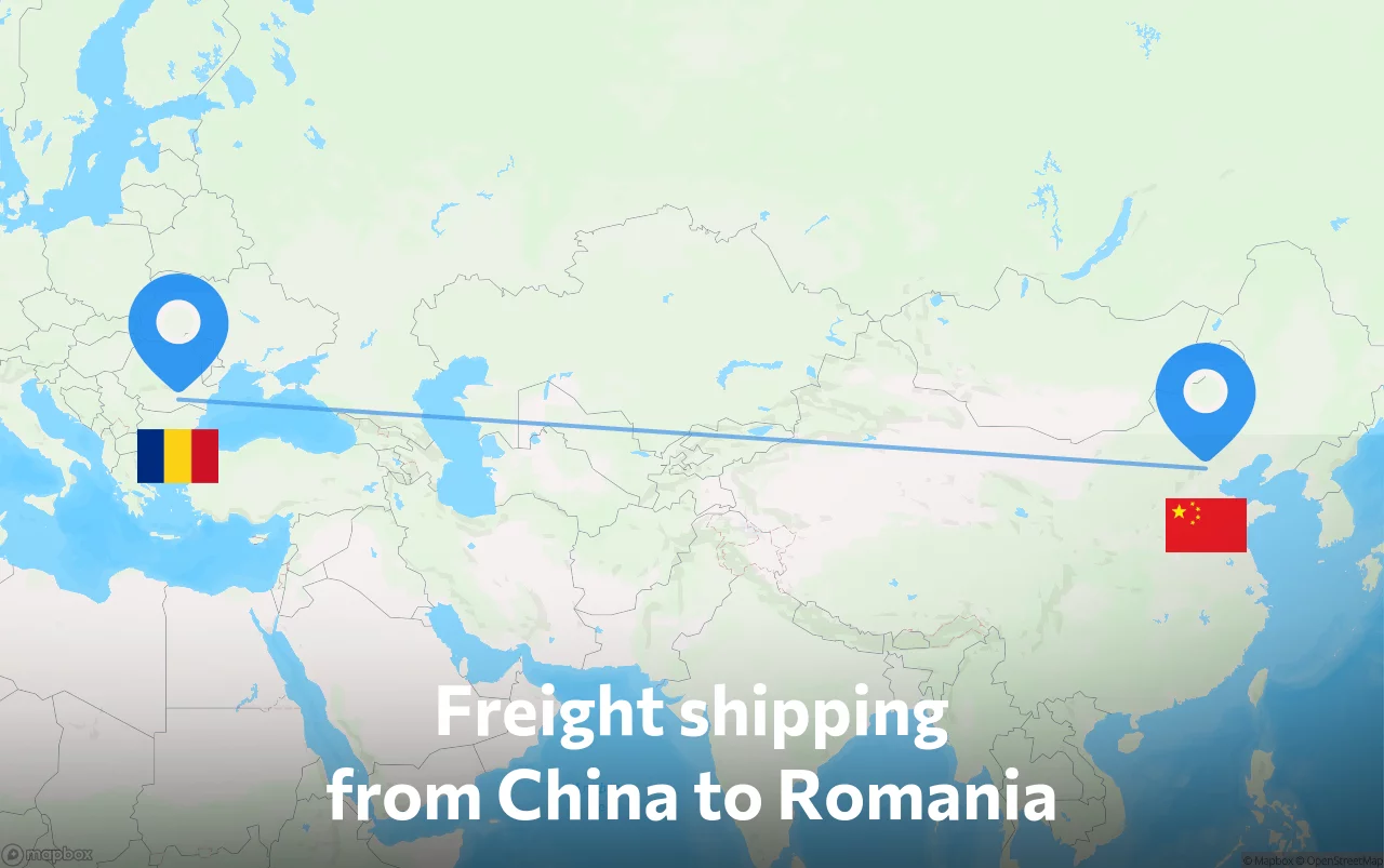 Shipping route from China to Romania