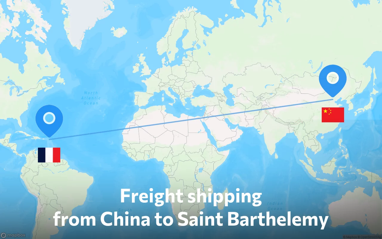 Shipping route from China to Saint Barthelemy