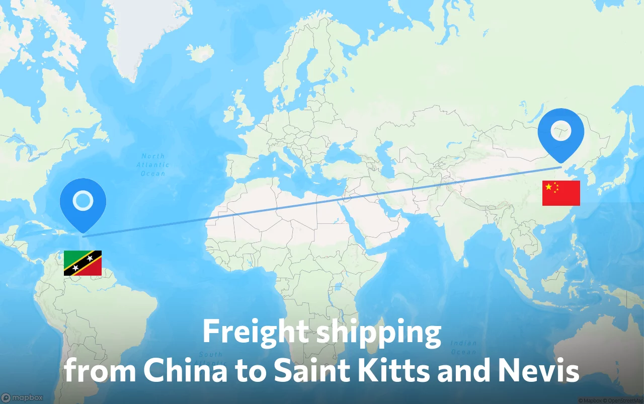 Shipping route from China to Saint Kitts and Nevis