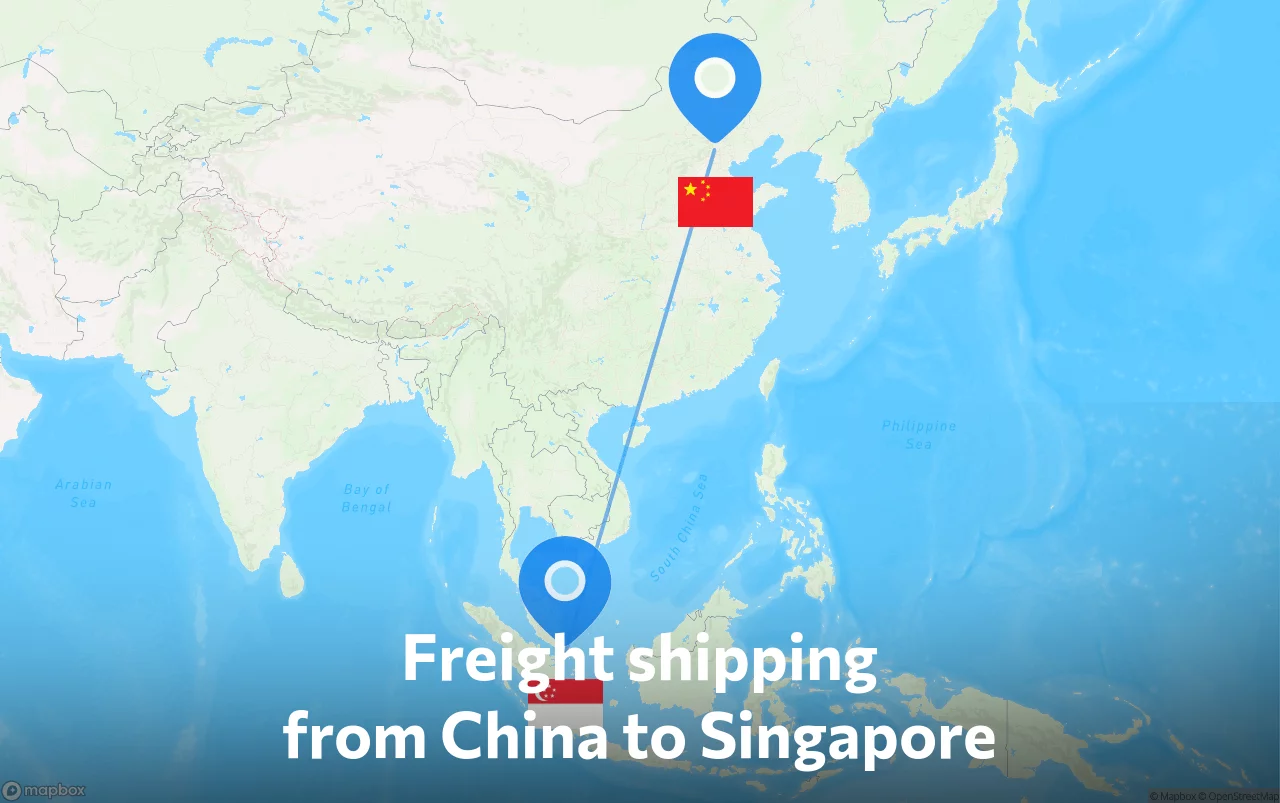 Shipping route from China to Singapore