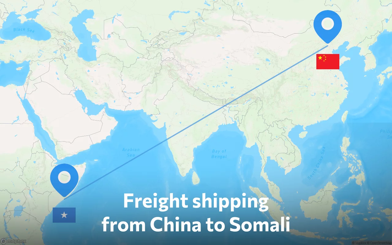 Shipping route from China to Somali