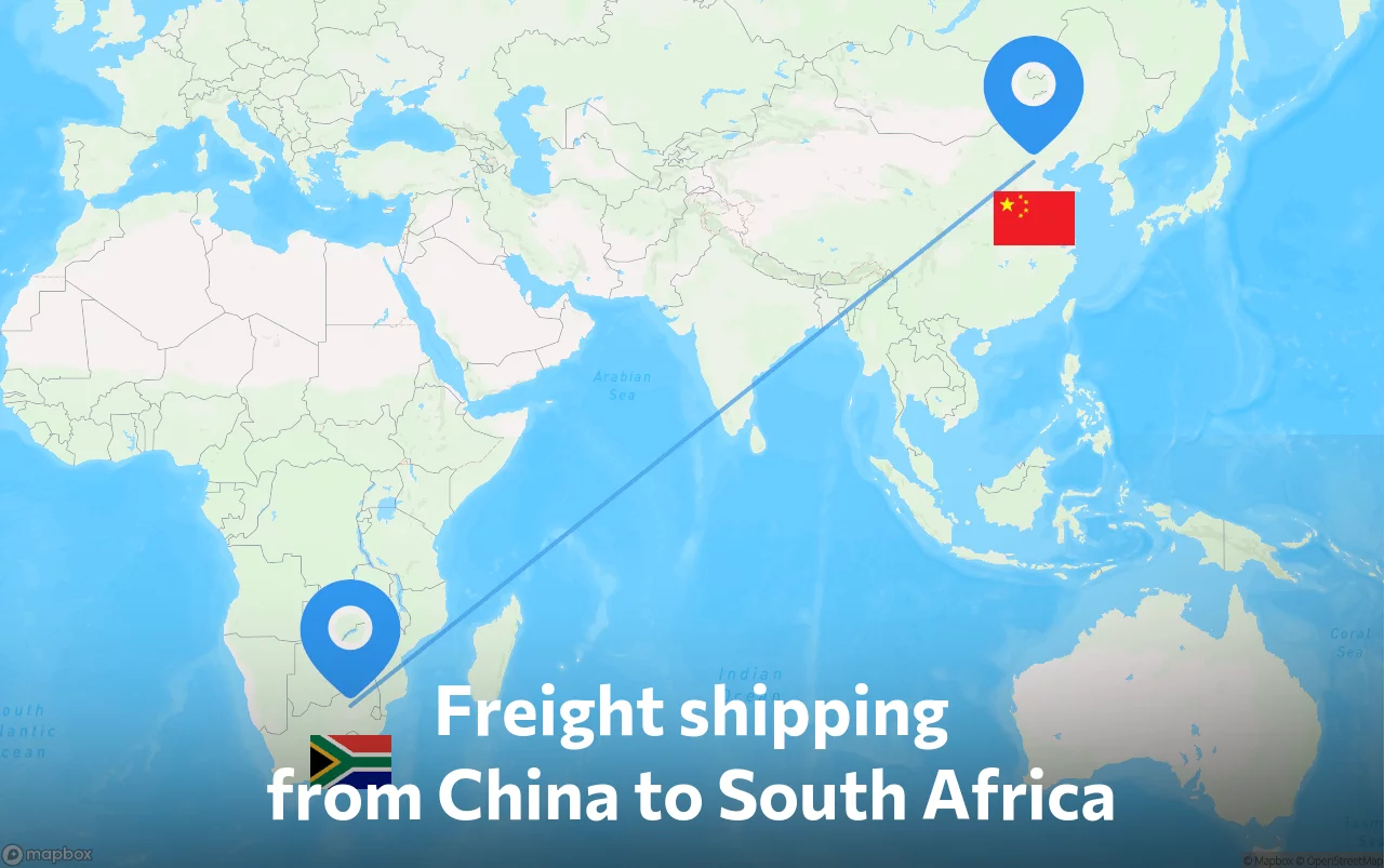 Shipping route from China to South Africa