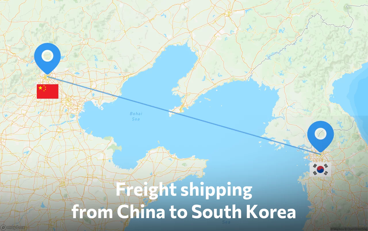 Shipping route from China to South Korea