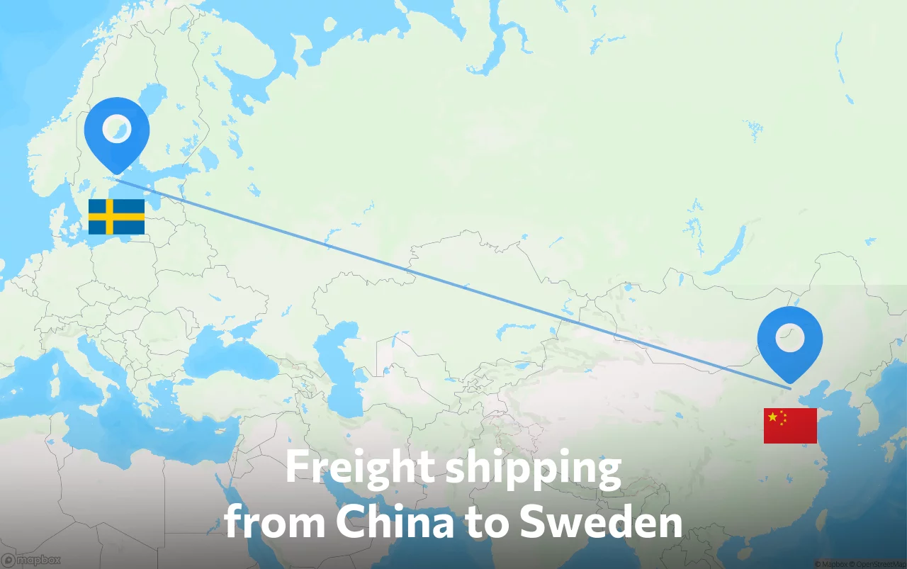 Shipping route from China to Sweden