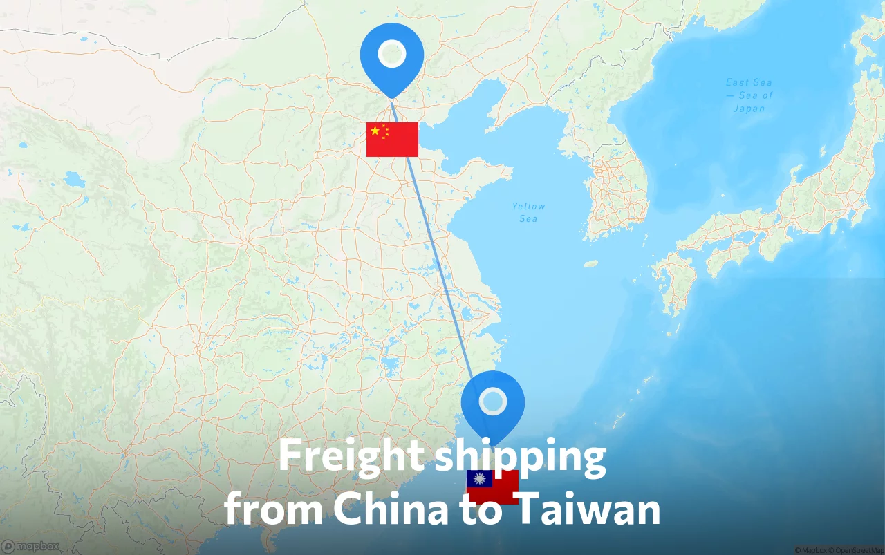 Shipping route from China to Taiwan