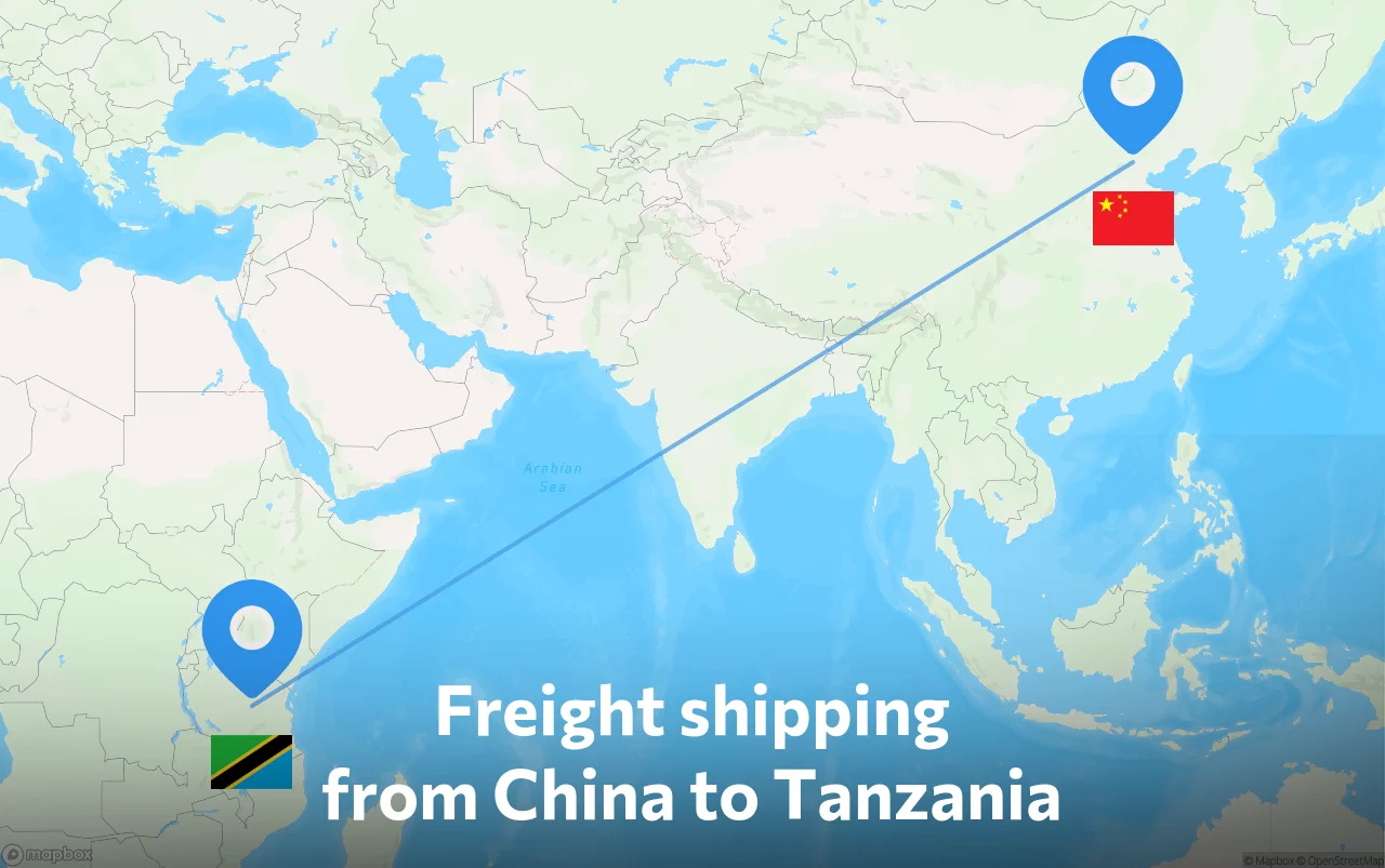Shipping route from China to Tanzania