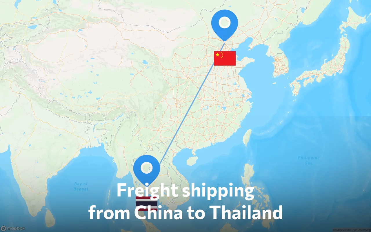 Shipping route from China to Thailand