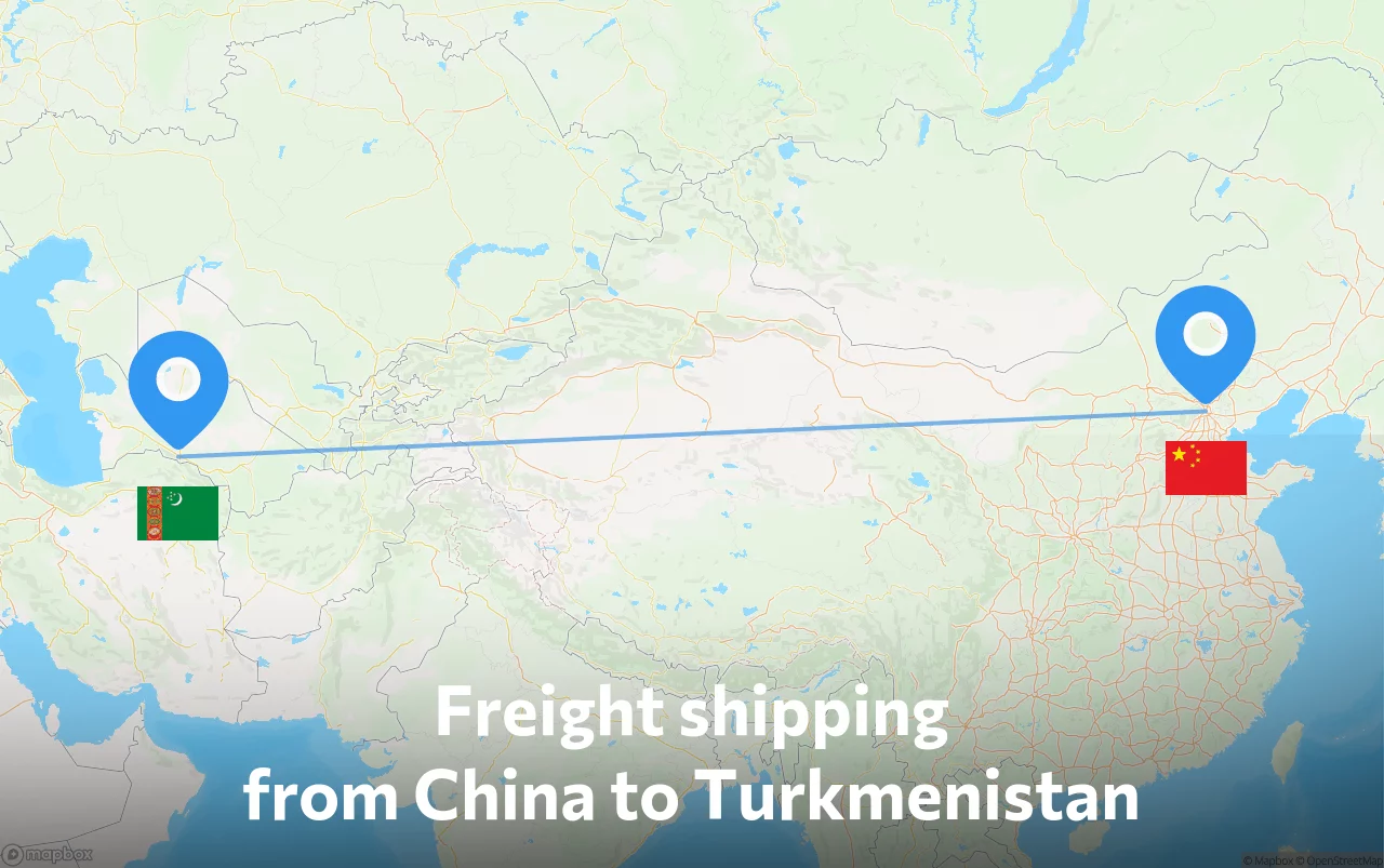 Shipping route from China to Turkmenistan