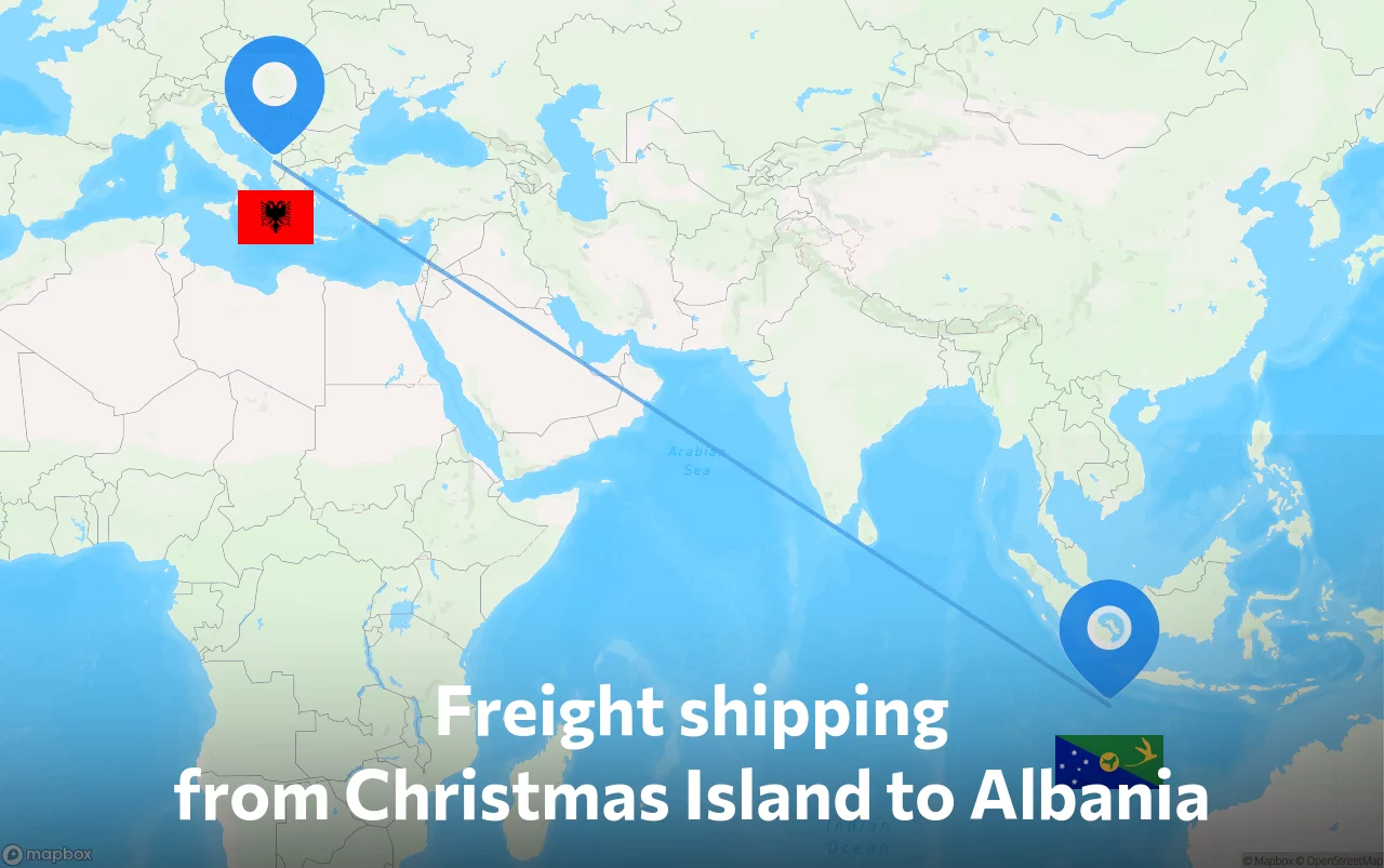 Shipping route from Christmas Island to Albania