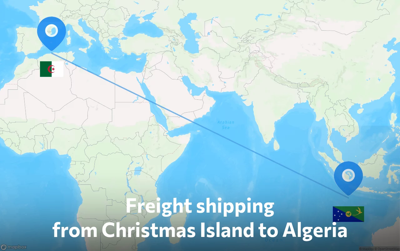 Shipping route from Christmas Island to Algeria