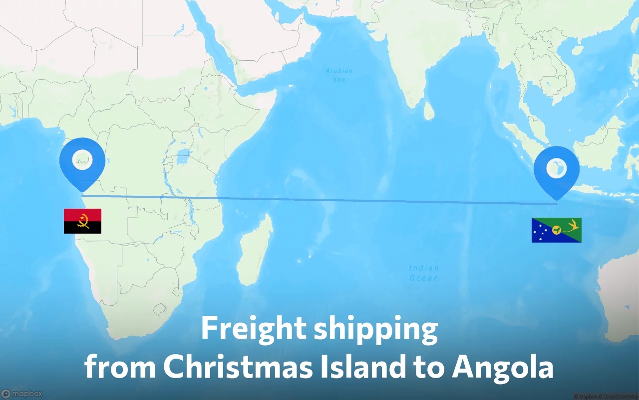 Shipping route from Christmas Island to Angola