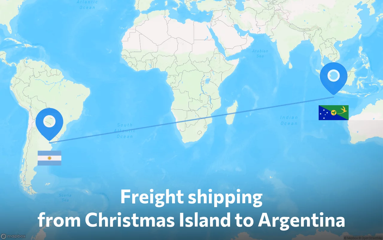 Shipping route from Christmas Island to Argentina