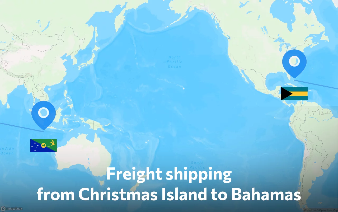 Shipping route from Christmas Island to Bahamas