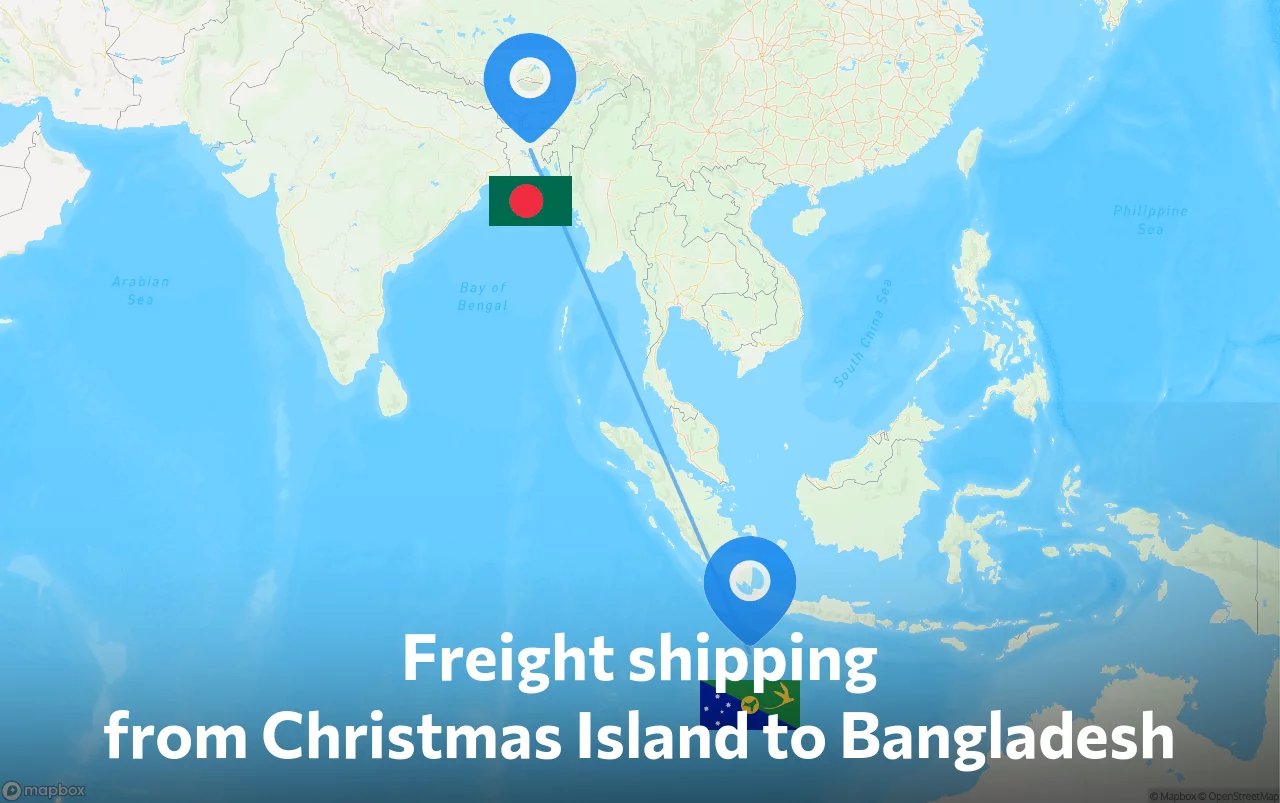 Shipping route from Christmas Island to Bangladesh