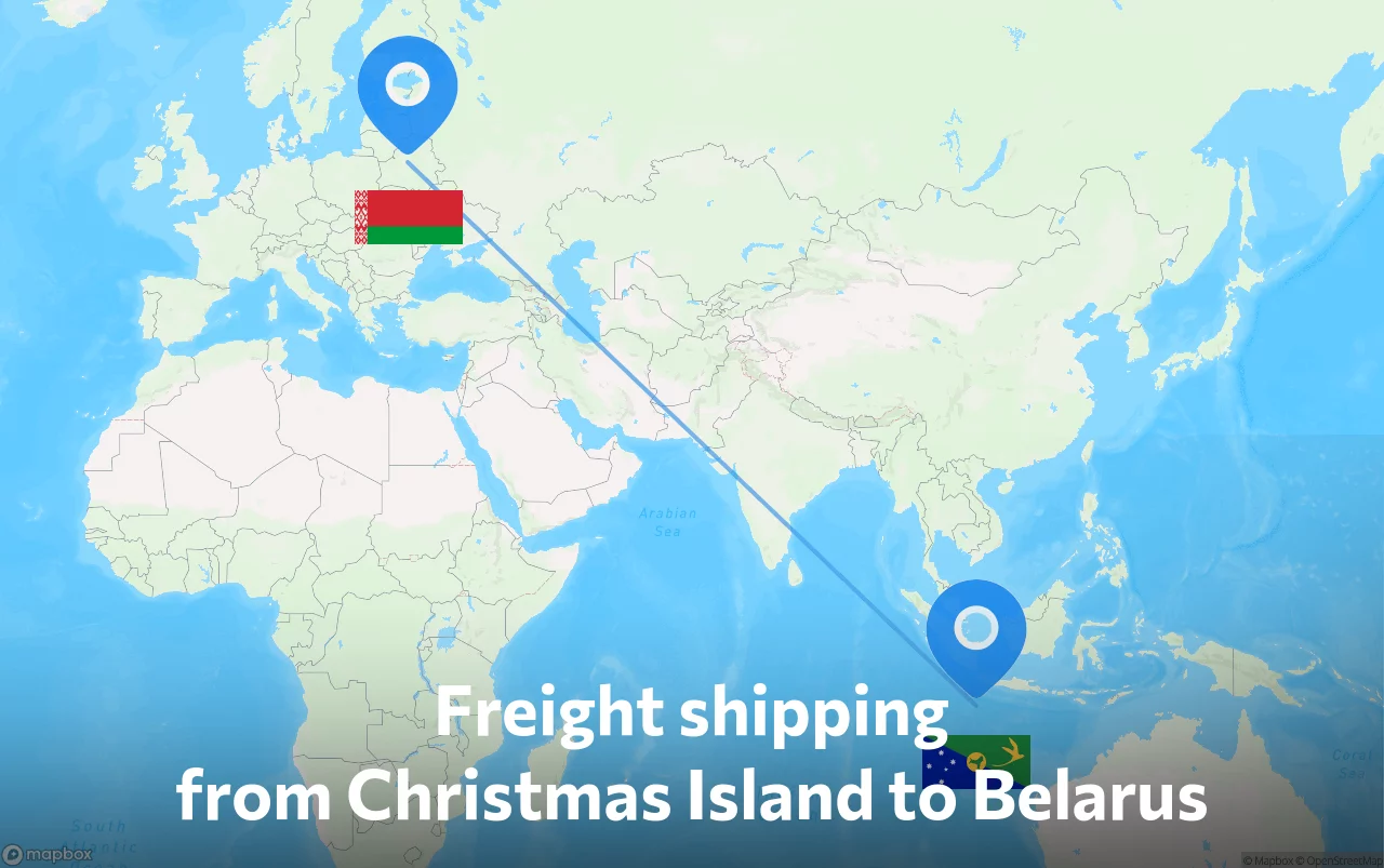 Shipping route from Christmas Island to Belarus