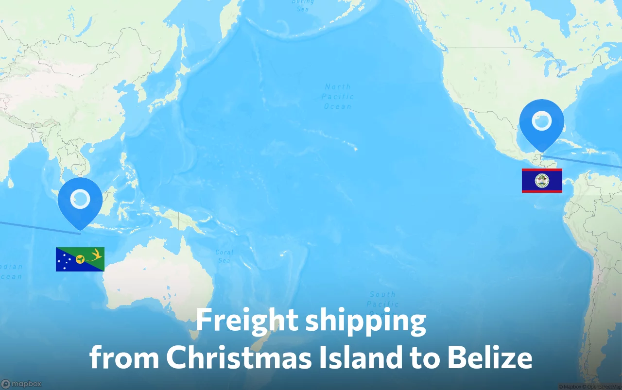 Shipping route from Christmas Island to Belize