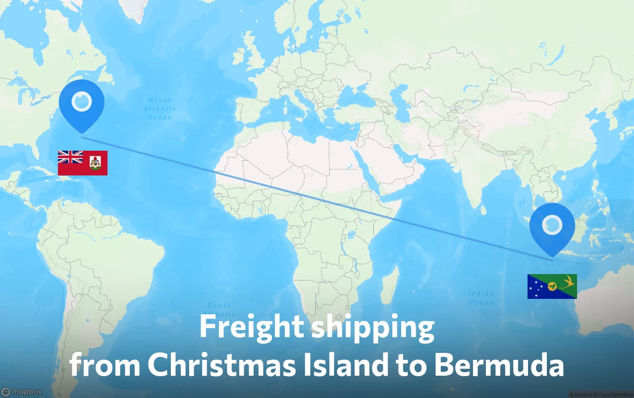 Shipping route from Christmas Island to Bermuda