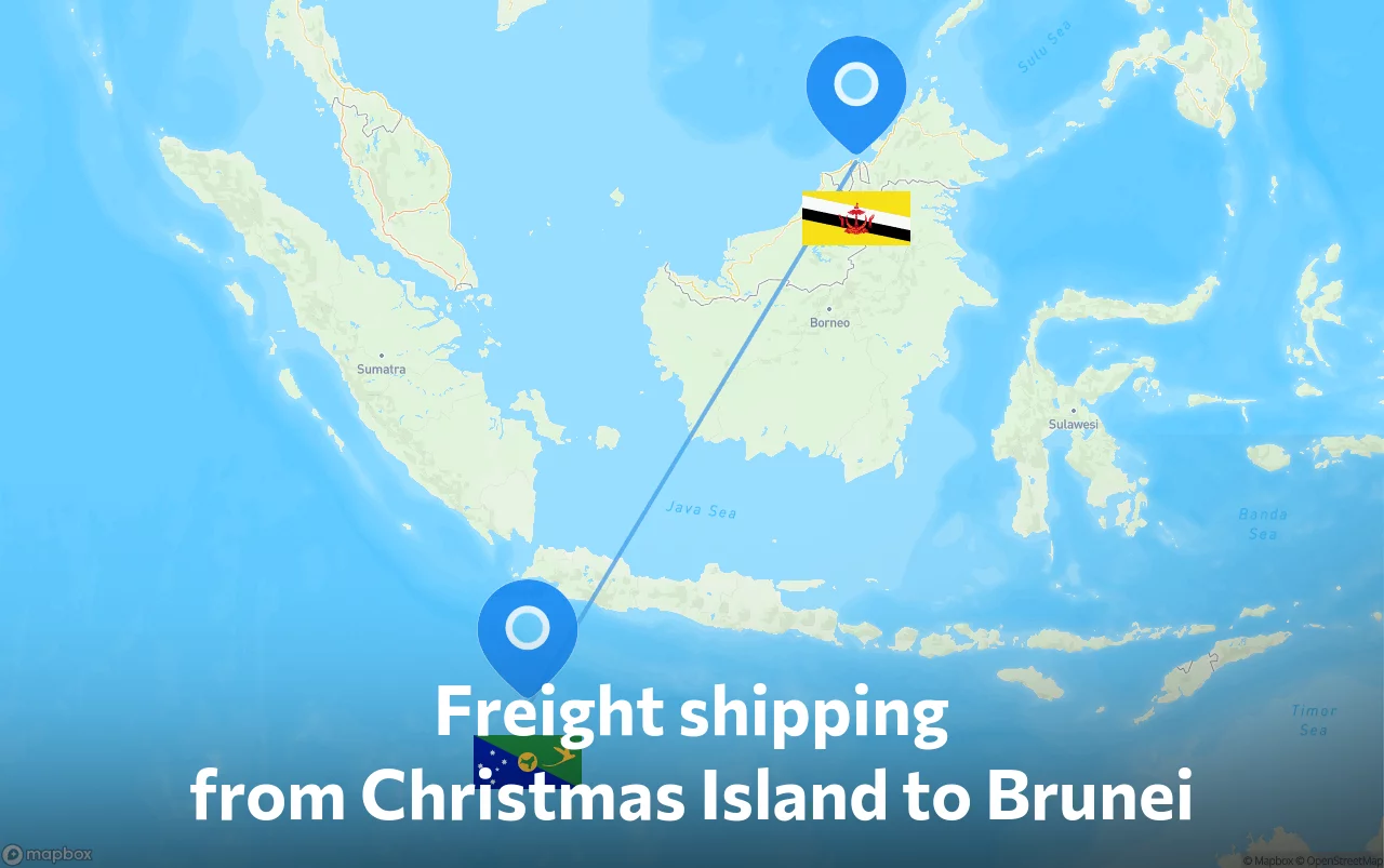 Shipping route from Christmas Island to Brunei