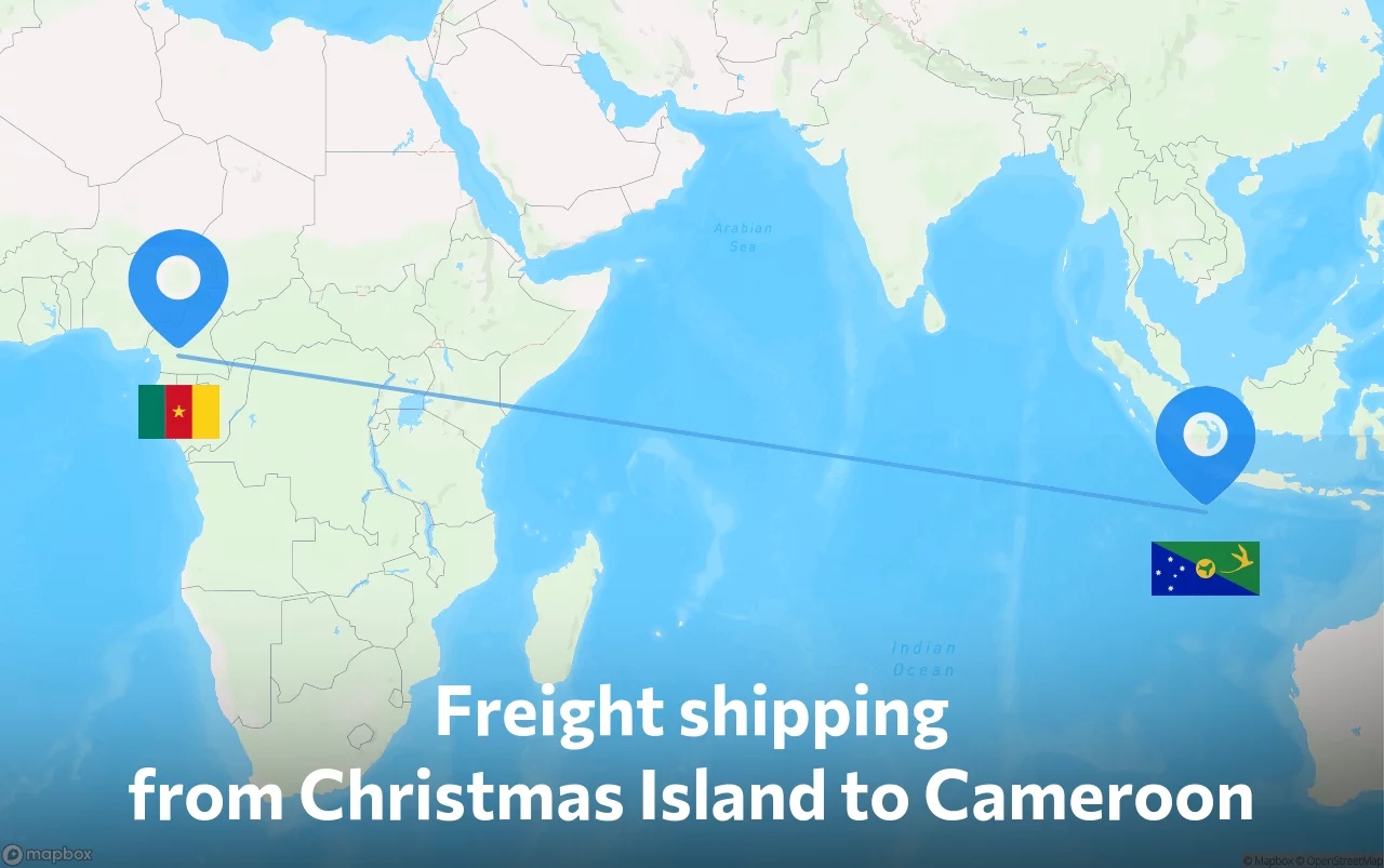 Shipping route from Christmas Island to Cameroon