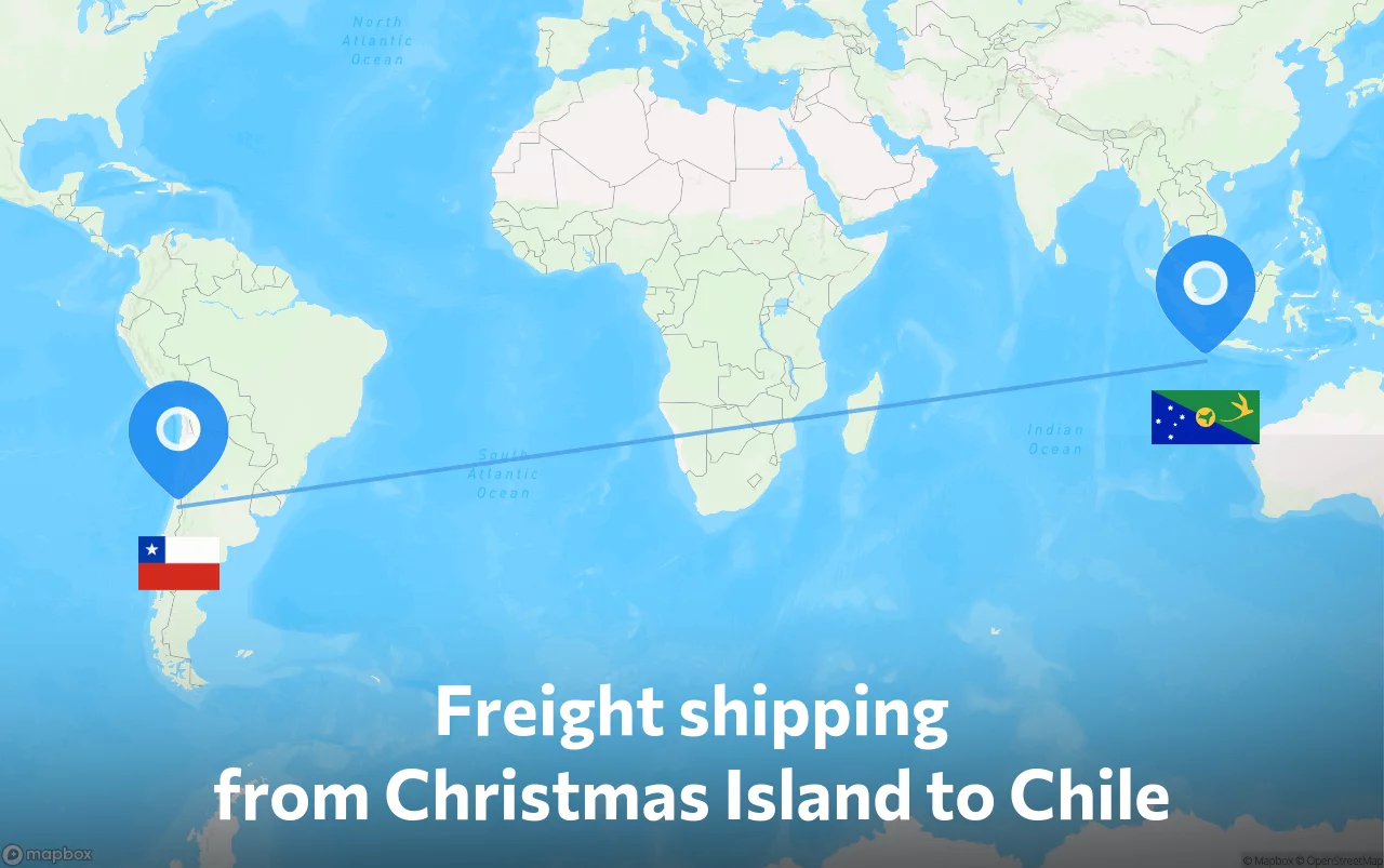 Shipping route from Christmas Island to Chile
