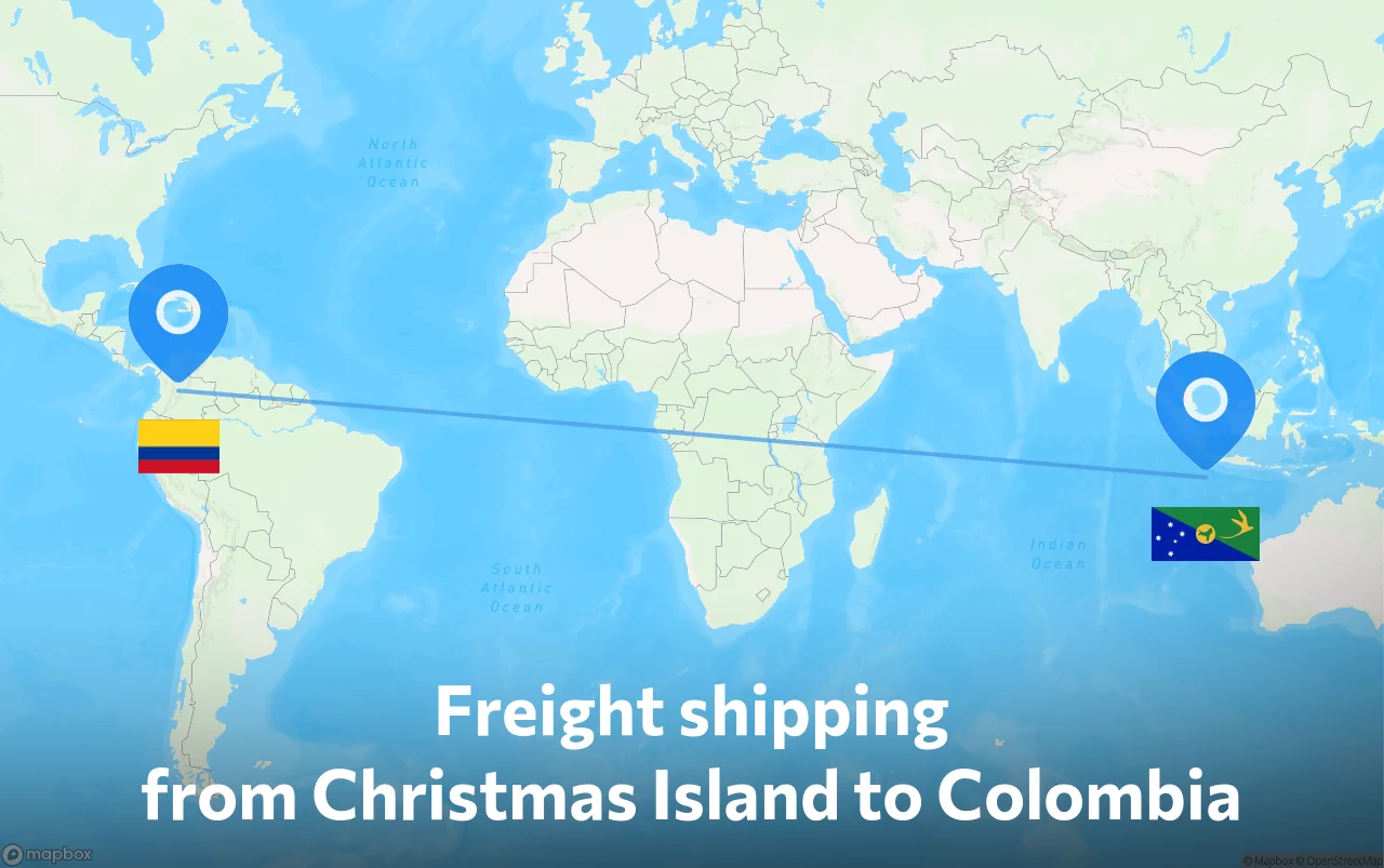 Shipping route from Christmas Island to Colombia