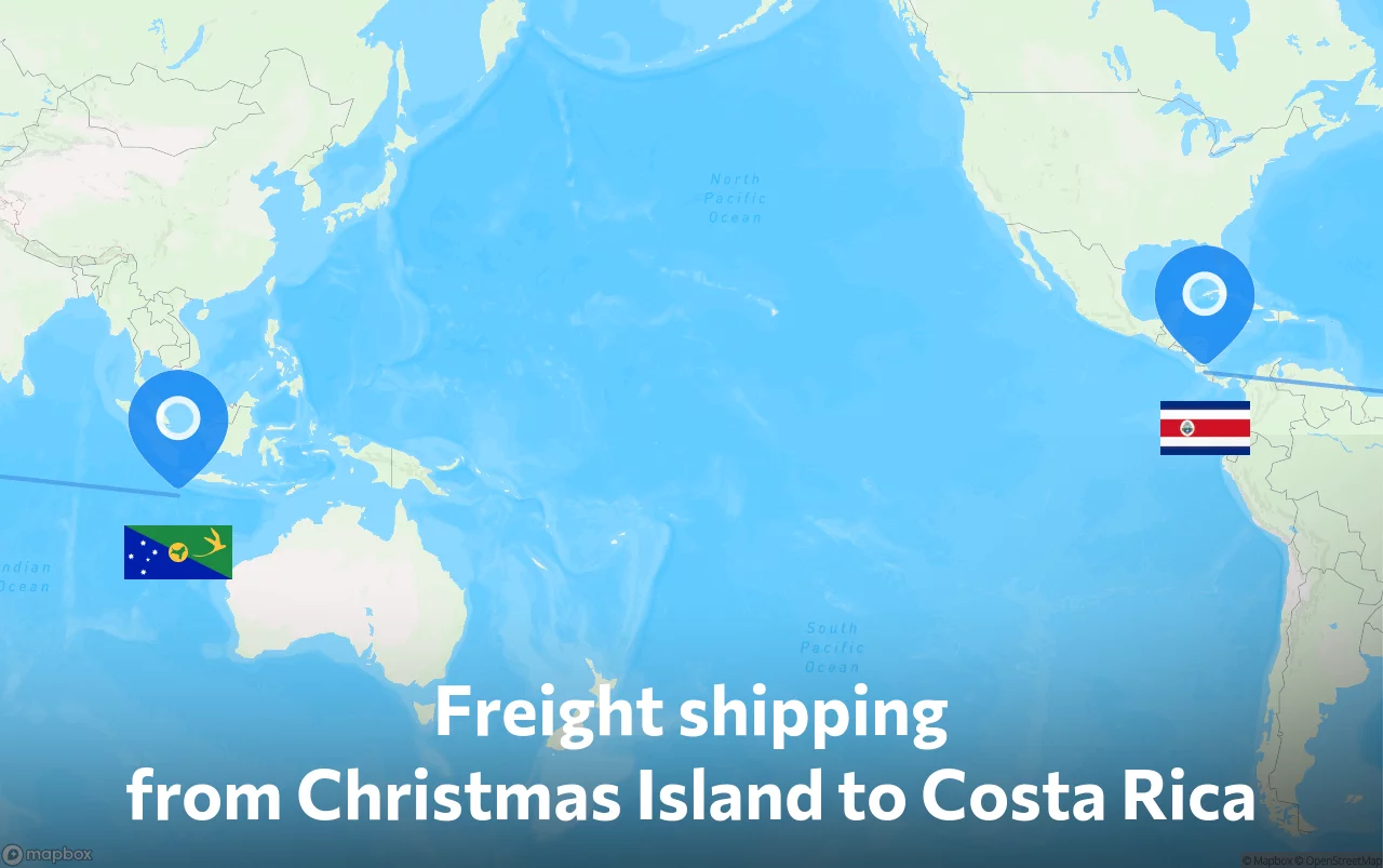 Shipping route from Christmas Island to Costa Rica