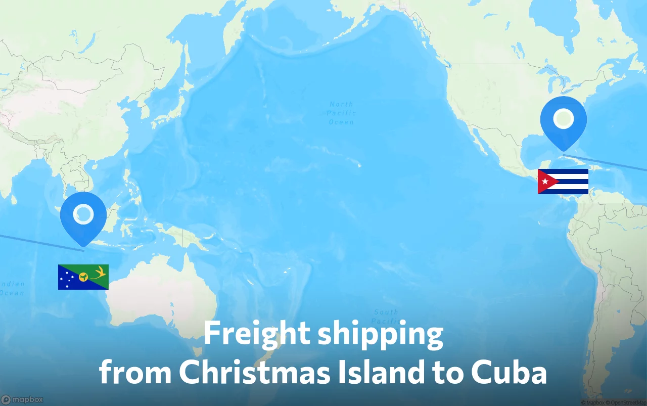 Shipping route from Christmas Island to Cuba