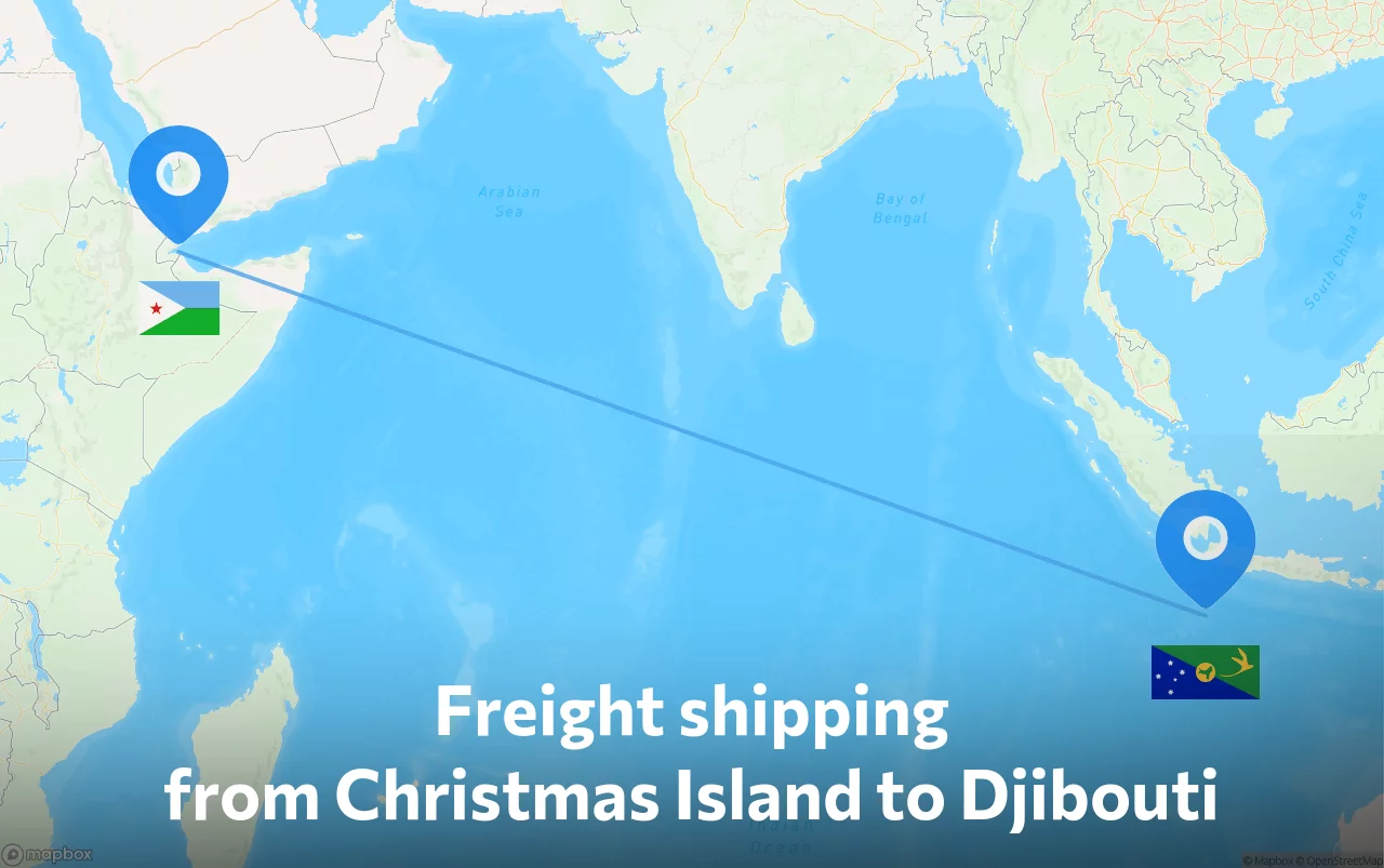Shipping route from Christmas Island to Djibouti