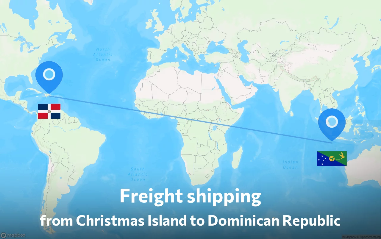 Shipping route from Christmas Island to Dominican Republic